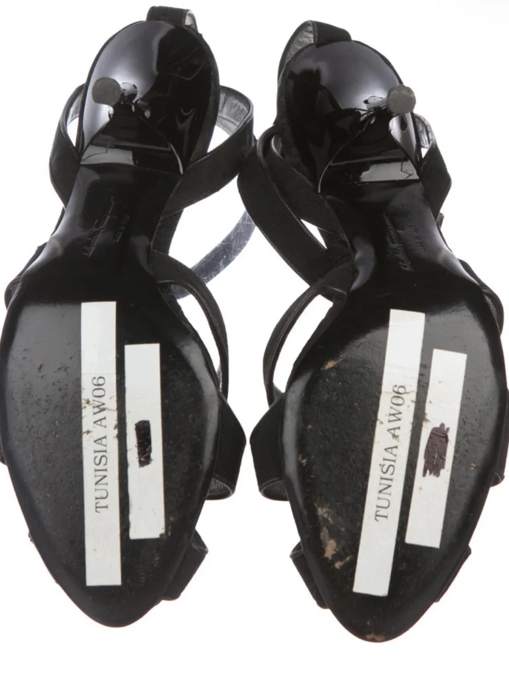 Salvatore Ferragamo Black Ankle-Strap Evening Sandal with Decorative Buckle